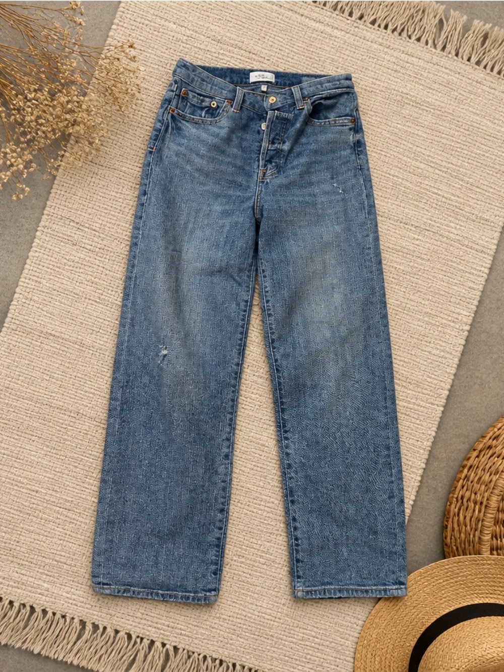 pistola Medium Blue High-Rise Straight Leg Jeans